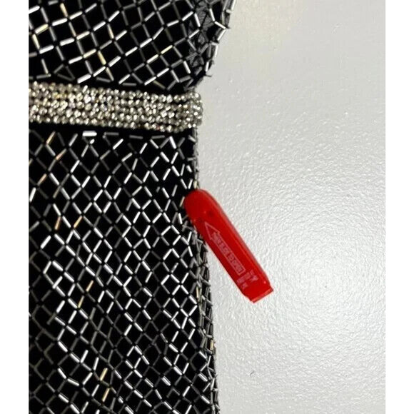 Mac Duggal BEADED WRAP V-NECK SHORT‎ SLEEVE MIDI DRESS Size 8 93787 NWT - Picture 7 of 8